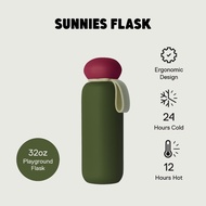 Sunnies Flask 32oz Pebble Flask with Charm Loop in Playground (Insulated Tumbler for Hot and Cold)