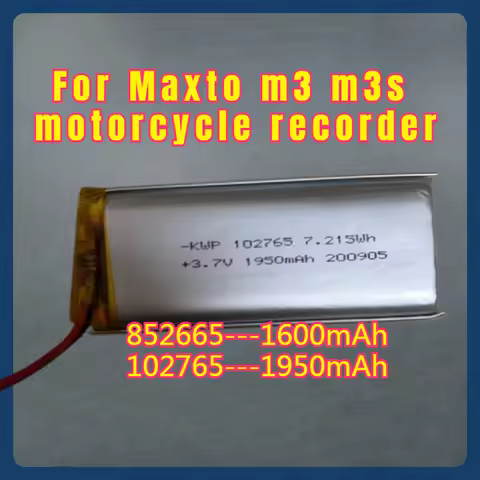 852665 102765 Battery For Maxto M3 M3S GT3 Motorcycle Recorder Li Polymer Rechargeable Pack Replacem