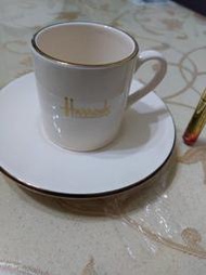 英國 Harrods 哈羅斯 藍色 深藍 馬克杯 咖啡杯  杯盤組   老盤        瓷杯1