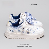 Warrior | รองเท้าผ้าใบผู้หญิง Warli Butterfly Knot Thick Bottom Casual Shoes รองเท้าผ้าใบฤดูใบไม้ร่ว