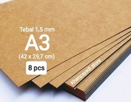 [8 pcs] Kertas karton board A3 No.40 hardpaper hardboard yellow board A3 tebal 1.5 mm
