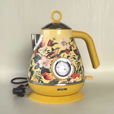 1850W Retro Printed Paint Electric Kettle With Temperature Display 304 Stainless Steel Boiling kettl