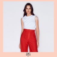 [asv rs24] Darlene Ruched Top เสื้อผู้หญิง คอกลม แขนกุด แต่งรูดผูกโบว์ที่ไหล่ ผ้าเจอร์ซี่