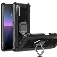 全城熱賣 - 適用於 Sony Xperia 10 II 碳纖維幻影系列保護殼 帶360度旋轉指環支架（黑色）