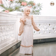 PREMIUM MARVES Jihyun Gamis Muslim Clothes for Girls, Crinkle Material, Floral Motif, Ages 1 to 14 Y