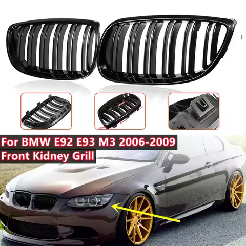 Glossy Black Car Front Kidney Grille Grill For BMW 3-Series E92 Coupe & E93 Convertible 2007-2010 Ra