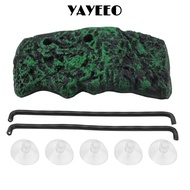 YAYEEO Turtle Basking Island, Suction Cup Safe Turtle Floating Island, Ornament Green Resin Floating
