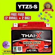 THAI-X YTZ5S Motorcycle Battery FREE FUSE Bateri Motorsikal Tahan Lama Ex5 LC135 V2-V7 Wave125 “GP R
