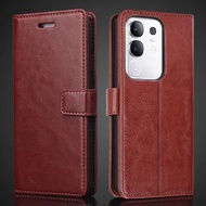 For JOVI Y29 4G V2460 Premium Leather Flip Folio Wallet Case with Card Holders Self-stand Shockproof