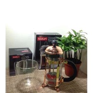 BODUM CHAMBORD 法式濾壓壺350ml 玫瑰金色 咖啡壺 濾掛 咖啡器具 丹麥 硼硅酸鹽玻璃 Pavina 雙層玻璃杯