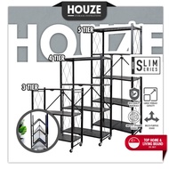 HOUZE - SLIM - 3/4/5 Tier Foldable Storage Shelf with Crossline Side