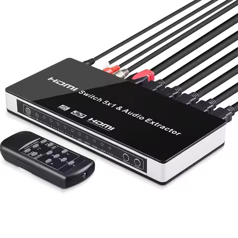 5 Port HDMI Switch Audio Extractor 4K 5x1 1.4 HDMI Switch With ARC & IR Remote HDMI Switch RCA Split