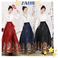 ZAIJIE24 Improved Hanfu Skirt, Poetry, Fairy, Deer Pattern Waist Design  Chinese Hanfu Skirt, Chinese Tailoring Weaving Gold/silver Craft Chinese Element Skirt Woman's