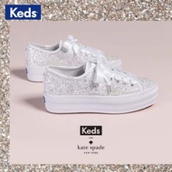 Keds KateSpade Co-Branded Sequined Wedding Shoes Thick-Soled Platform White Shoes Heightening Casual Shoes Women well