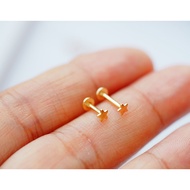 Gold Earrings/9k/Star/Flat Studs Rotating Thread
