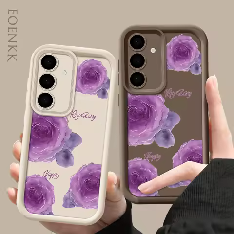 Purple Flower Phone Case For Samsung Galaxy S25 S22 S21 S23 S20 S24 FE A35 15 A25 A55 Note 20 Plus U