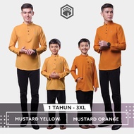 Iqrac Kurta BILAL :  Sedondon : Anak Dan Ayah (Mustard Yellow | Mustard Orange) ( 1 Tahun - 4XL )   