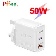 Pffee 50w USB C + QC5.0 Fast Charging Charger Type C Plug PD Adapter Travel USB Charging