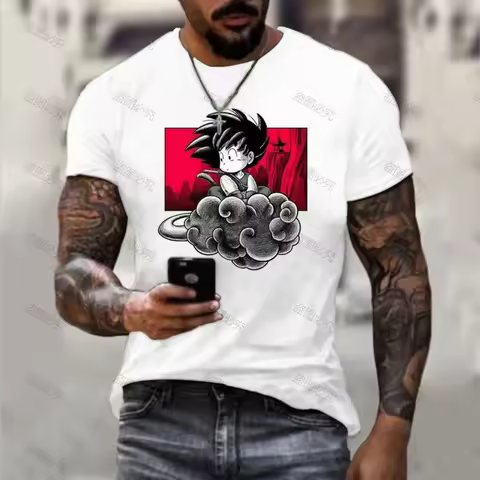 Dragon Ball Z Vegeta Men's T Shirt Goku GYM Saiyan Short Sleeved Y2K New Harajuku Oversized Anime O-