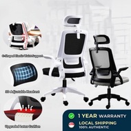 WENGDI with 3D headrest ergonomic office chair home game chair latex armchair white / black - breathable mesh backrest - upholstered high back table