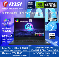 MSI - [120Hz OLED] Stealth 14 AI Studio A1VFG (Intel Ultra 7 155H/ RTX4060/ 14" 2.8K 120Hz OLED) 手提電腦