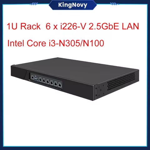 1U Mini PC Rack Chassis Intel Core i3 N305 N100 6 x i226-V 2.5GbE LAN Cabinet Firewall Router Gatewa