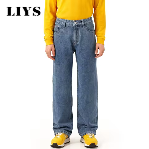 Autumn Retro Baggy Straight Leg Jeans Men's Casual Denim Pants Classic Straight Leg Denim Pants Soli