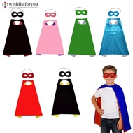 Wishlistforyou 70x70cm Kids Halloween Cape & Mask DIY Drawing Coloring Set Blank Superhero Costume f