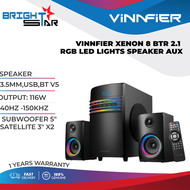 VINNFIER XENON 8 BTR 2.1 RGB LED LIGHTS SPEAKER AUX / 3.5MMUSBBT V5 / OUTPUT: 116W / FREQUENCY RESPO