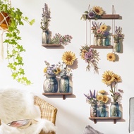 Small Fresh Plant Sunflower Vase Simple Wall Decoration Sticker Self-Adhesive Bedroom Bedroom Bedsid