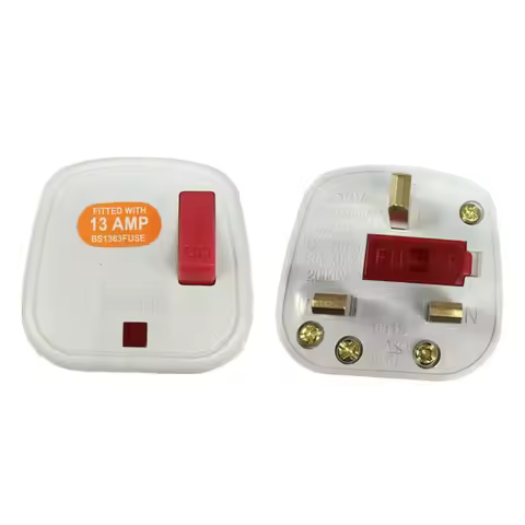 Standard Grounding 13A 3 Pin UK Power Plug With Fused Led Switch Rewireable Wiring Power Socket Adap