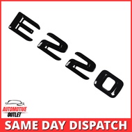 E220 LETTERING REAR BOOT LID TRUNK BADGE EMBLEM FOR MERCEDES BENZ, GLOSS BLACK