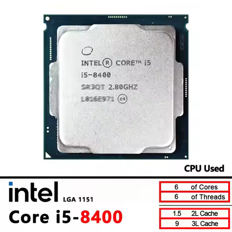 Intel Core i5-8400 i5 8400 2.8 GHz Used Six-Core Six-Thread CPU 9M 65W LGA 1151