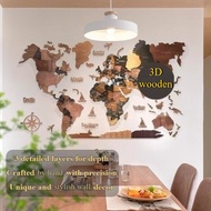 3D Wooden World Map Wall Decor – Handmade Multi-Layer Wood Art (S/M/L/XL)