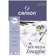 Canson สมุด Imagine ยึดกาวด้านบน หนา 200 g ขนาด 42×59.4 ซม. (A2) บรรจุ 50 แผ่น C200 006 003