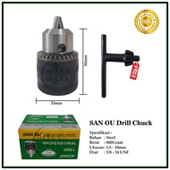 SAN OU Kepala Bor 10mm 3/8 - 24 UNF Drill Chuck 1.5 - 10 mm SanOu ORIGINAL