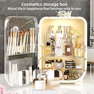 Cosmetics Organizer storage box with LED light lipstick storage Dresser shelves dustproof makeup box