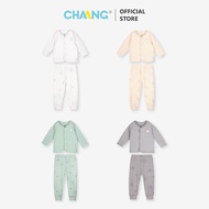 [CHAANG 0-6M] Monster long-sleeved button-down clothing set for newborns made of cold cotton materia