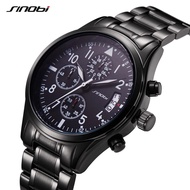 SINOBI Luxury Men Waterproof Stainless Steel Pilot Wrist Watches Chronograph Date Sport Diver Luminous Quartz Watch Montre Homme SYUE