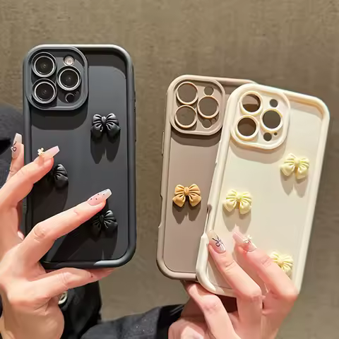 For iPhone 6 Case For Apple iPhone 5 6S Plus iPhone SE 2016 5s 6 7 8 Plus se 2 SE 3 Cute 3D Bow Sili