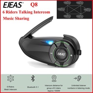 EJEAS Q8 Motorcycle Helmet Intercom Waterproof Interphone Moto Helmet Headset for 6 Riders