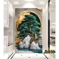 Bonsai Tree Sticker Wallpaper With Waterfall - Bonsai Tree Sticker Wall Decoration