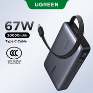 【CCC Certification】UGREEN 20000mAh 65W Built in USB C Cable 3 Ports Fast Charging Power Bank Powerba