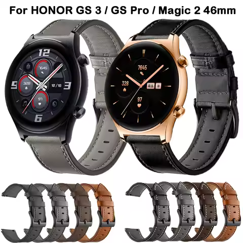 Leather Strap For Honor Watch GS 3 / GS Pro Smart Watch band For Honor Magic Watch 2 46mm wristband 