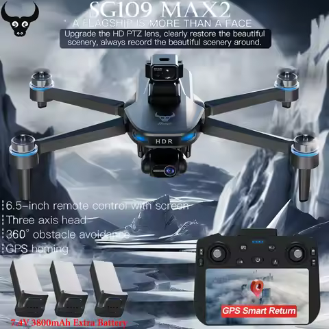 SG109 Max2 GPS Drone 5G WIFI 3-Axis Gimbal HD Camera Obstacle Avoidance With Large Screen Remote Con