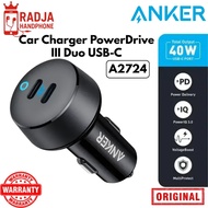 Anker A2724 PowerDrive III DualUSB-C Car Charger Fast Charging 40W Dualport