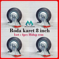 8" Trolley Wheels 1 set (4 pcs Hrem) 8 inch Rubber Wheels 8 inch display case Trolley