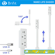 Brifit Multi Plug Adapter Plug Extension Extendable Swivel Socket Expander with 2 AC Outlets and USB