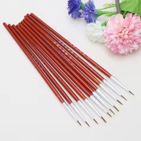 97QC 10Pcs Nylon Hair Brush Hook Line Pen Artist Watercolor Acrylic Painting Drawing