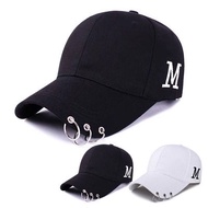 New topi trend snap cap cap women hanging ring baseball cap embroidery M letter iron ring topi lelak